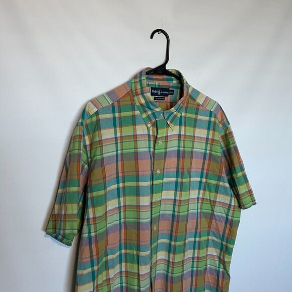 Ralph Lauren Shirt Mens XL Green Purple Short Sleeve Pastel Colorful Pony Preppy - Picture 2 of 9